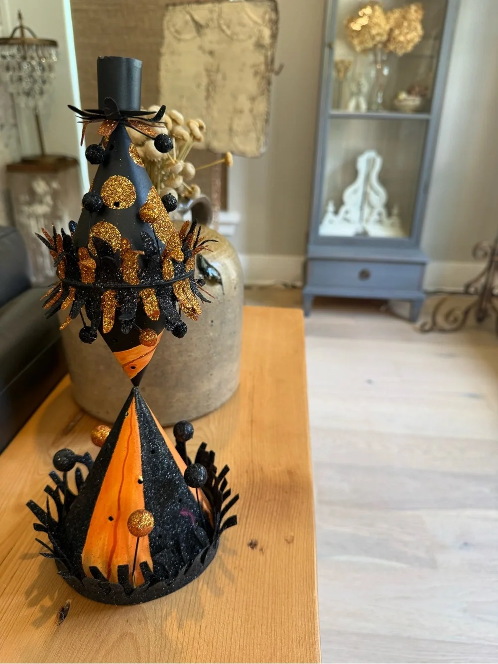 Halloween Metal Black and Orange Candle Holder